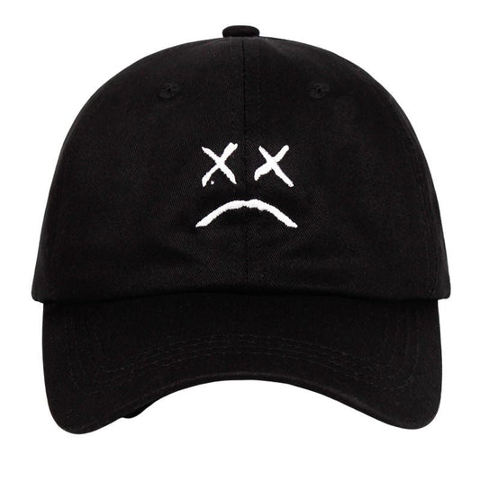 Solid Sad Face Pattern Embroidered Baseball Caps For Men Women