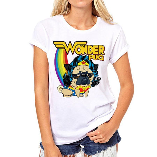 Luexbo Fashion Bulldog print Woman T-shirt